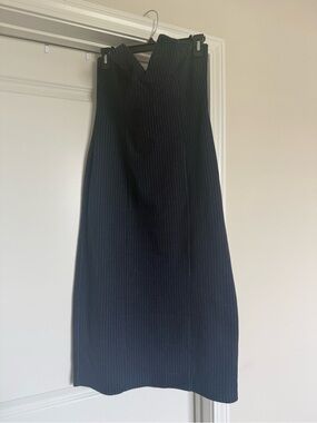 Anthropologie Navy Pinstriped Midi Sheath Dress
